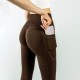 Леггинсы бесшовные с боковыми карманами коричневые LYX02