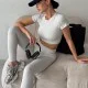 Костюм для фитнеса GX06LC леггинсы и кроп-топ слоновая кость - XL