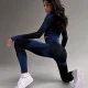 Костюм Model F010 черный с синим тройка для фитнеса - M