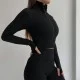 Костюм Model F08 черный тройка для фитнеса - S