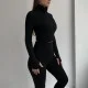 Костюм Model F08 черный тройка для фитнеса - S