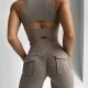 Леггинсы пушап Model QB03 кофейные для фитнеса с карманами