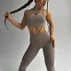 Леггинсы пушап Model QB03 кофейные для фитнеса с карманами