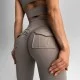 Леггинсы пушап Model QB03 кофейные для фитнеса с карманами