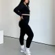 Костюм меланж SW01 черный леггинсы и рашгард - S