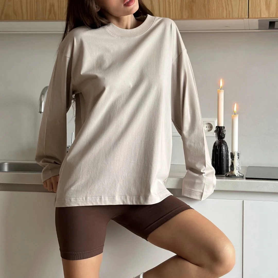 Лонгслив хлопок TQ08 таупе - XXXL